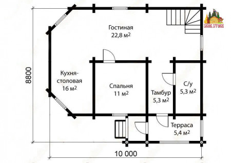 Сруб дома 9х10 м