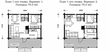 Сруб дома 70 м2 из рубленого сруба