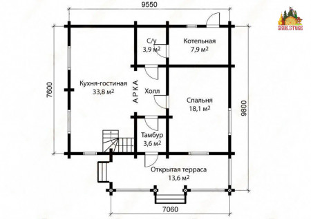 Сруб дома 10х10 м