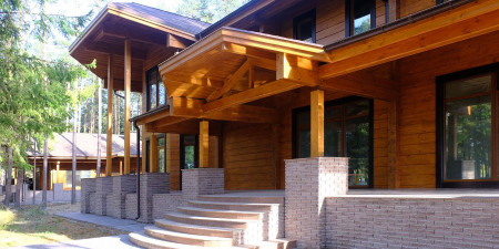 Загородная резиденция из клеёного бруса с гаражом, бассейном и парной, 2 этажа, 618 м2