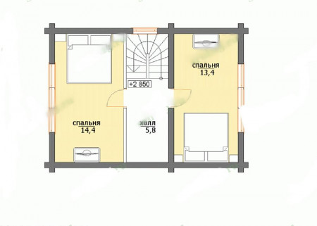 Сруб дома с мансардой и террасой 71,8 м2