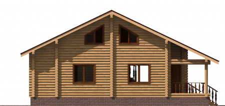 Сруб дома с мансардой, 12.6 на 8.4 м, 161 м2, с террасой