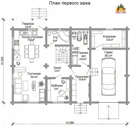 Сруб дома 10х14 м