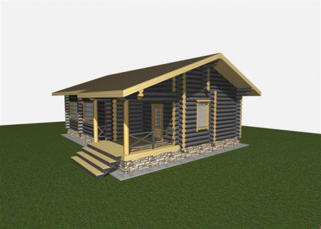 Одноэтажный дом из рубленного бревна 99 кв.м