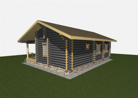 Одноэтажный дом из рубленного бревна 99 кв.м