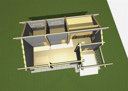 Одноэтажный дом из рубленного бревна 99 кв.м