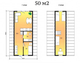Двухэтажный A-frame дом треугольной формы 53 м, 3 комнаты