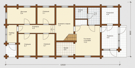 Сруб дома 73,3 м2
