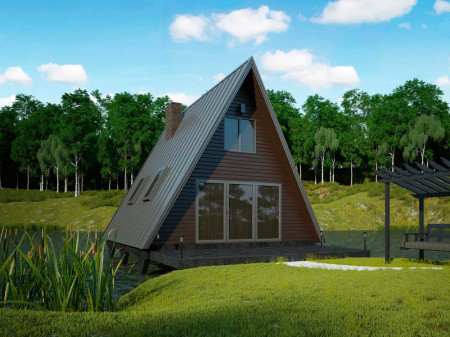 Двухэтажный дом A-frame (а-образный) 101 м2, 3 комнаты