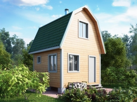 Баня из бруса 4x4 м (27,1 кв.м) с мансардой