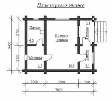 Сруб дома 75 м2 из рубленого бревна с мансардой