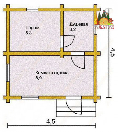 Сруб бани 4х4 м, 20 кв. м
