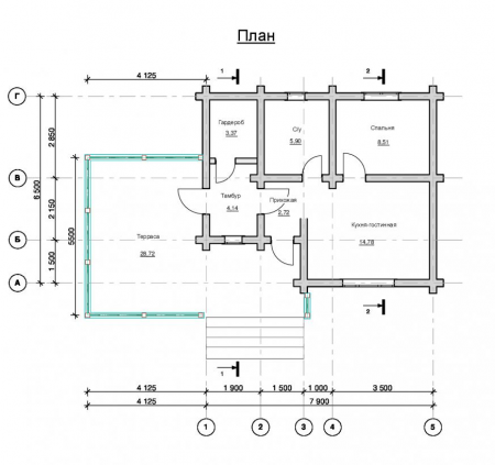 Дом из рубленного бревна (сосна) 46 кв.м