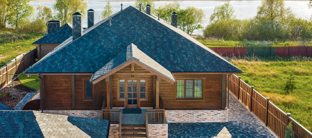 Одноэтажный загородный дом из клеёного бруса, 3 спальни, 238 м2