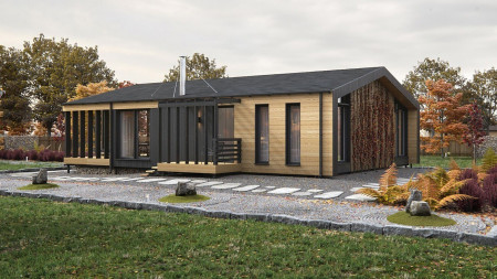 Одноэтажный барнхаус дом 110 м с террасой, 3 комнаты