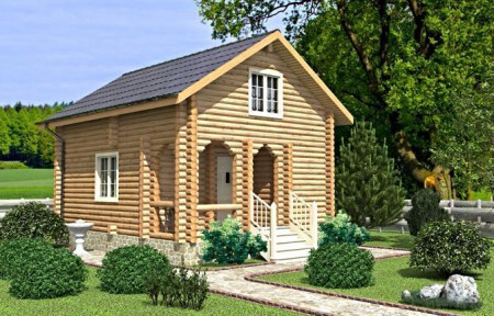 Сруб дома с мансардой 76,3 м2