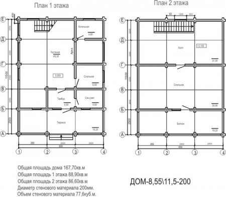 Сруб дома 168 м2