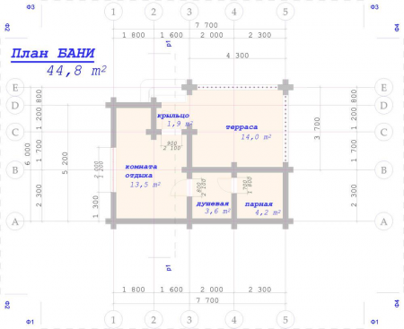 Баня из рубленного бревна (сосна) 44 кв.м