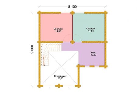 Дом с мансардой из ОЦ бревна 9х10,5 м (154 кв.м)