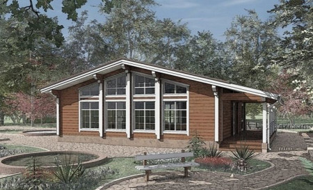 Одноэтажный дом с террасой из двойного бруса, 13.9х7.8 м, 100 кв.м