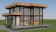 Двухэтажный летний домик в стиле фахверк с террасой и панорамным остеклением фасада, 2 спальни, 166 м²