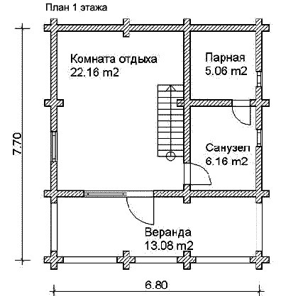 Сруб дома 77 м2
