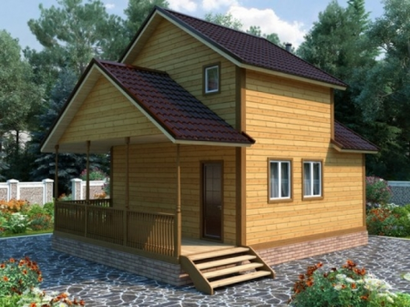 Баня из бруса 6x8 м (72 кв.м) с террасой