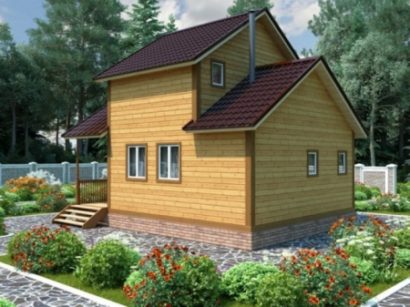 Баня из бруса 6x8 м (72 кв.м) с террасой