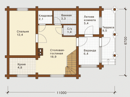 Сруб дома 78,8 м2