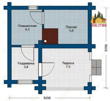 Сруб бани 5х5 м, 21.6 кв. м