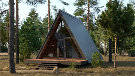 A-frame дом 36 м, 2-й антресоль-этаж, терраса