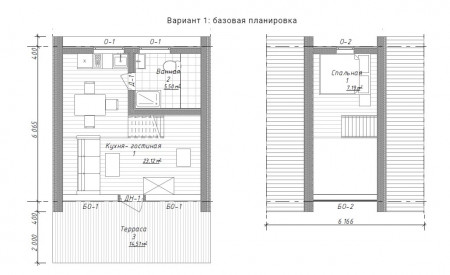 A-frame дом 36 м, 2-й антресоль-этаж, терраса