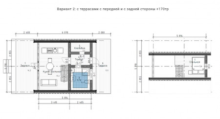 A-frame дом 36 м, 2-й антресоль-этаж, терраса