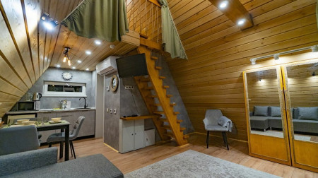 A-frame дом 36 м, 2-й антресоль-этаж, терраса