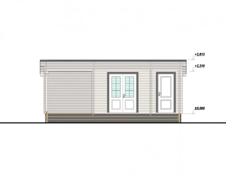 Хозблок из минибруса c террасой 3.25x7.25 м, 13.4 м. кв