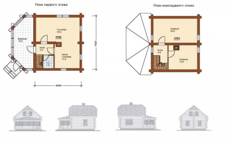 Сруб дома 79 м2