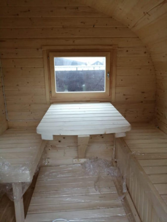 Маленькая овальная баня-бочка 4х2 м