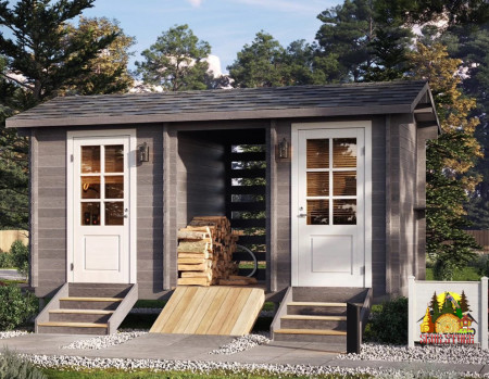 Хозблок из минибруса с дровником 2.6x5.6м, 13.4 м. кв