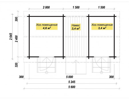 Хозблок из минибруса с дровником 2.6x5.6м, 13.4 м. кв