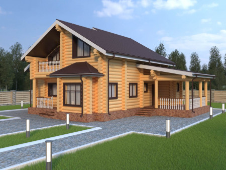 Сруб двухэтажного дома, 13.9 на 12.4 м, 180 м2