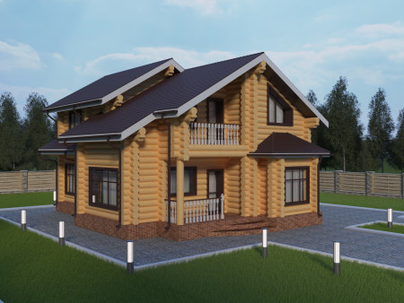 Сруб двухэтажного дома, 13.9 на 12.4 м, 180 м2