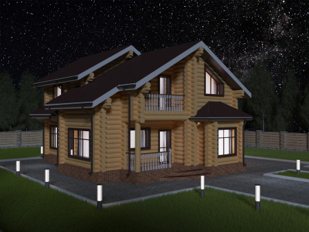 Сруб двухэтажного дома, 13.9 на 12.4 м, 180 м2