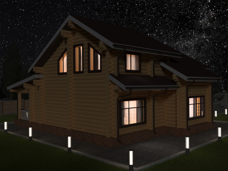 Сруб двухэтажного дома, 13.9 на 12.4 м, 180 м2