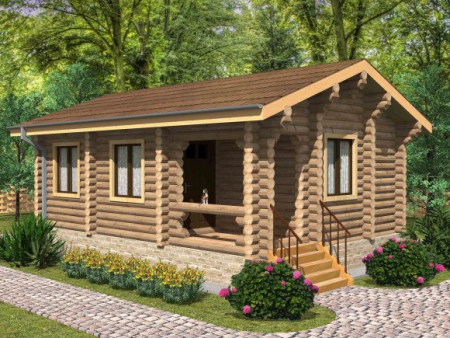 Одноэтажный дом из ОЦ бревна 5,4х8 м (43,2 кв.м)