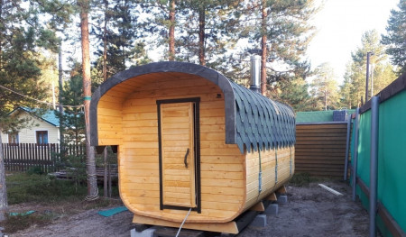 Баня квадро бочка 4,5х2,1 м, парилка 2,2 м