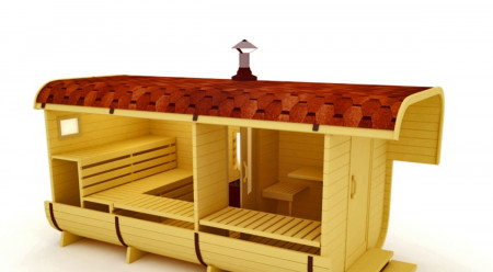 Баня квадро бочка 4,5х2,1 м, парилка 2,2 м