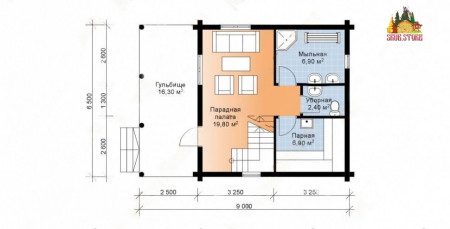 Сруб бани с мансардой 6х9 м