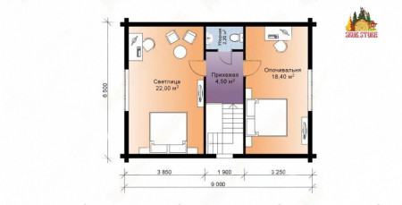 Сруб бани с мансардой 6х9 м