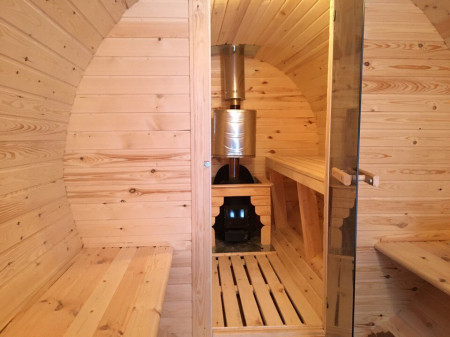 Баня бочка круглая 3,7х2 м, с крыльцом и раздевалкой