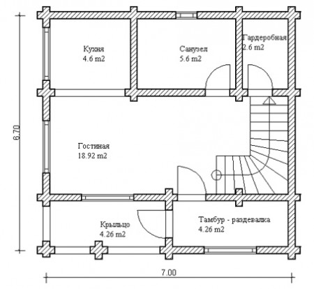 Сруб дома 83 м2